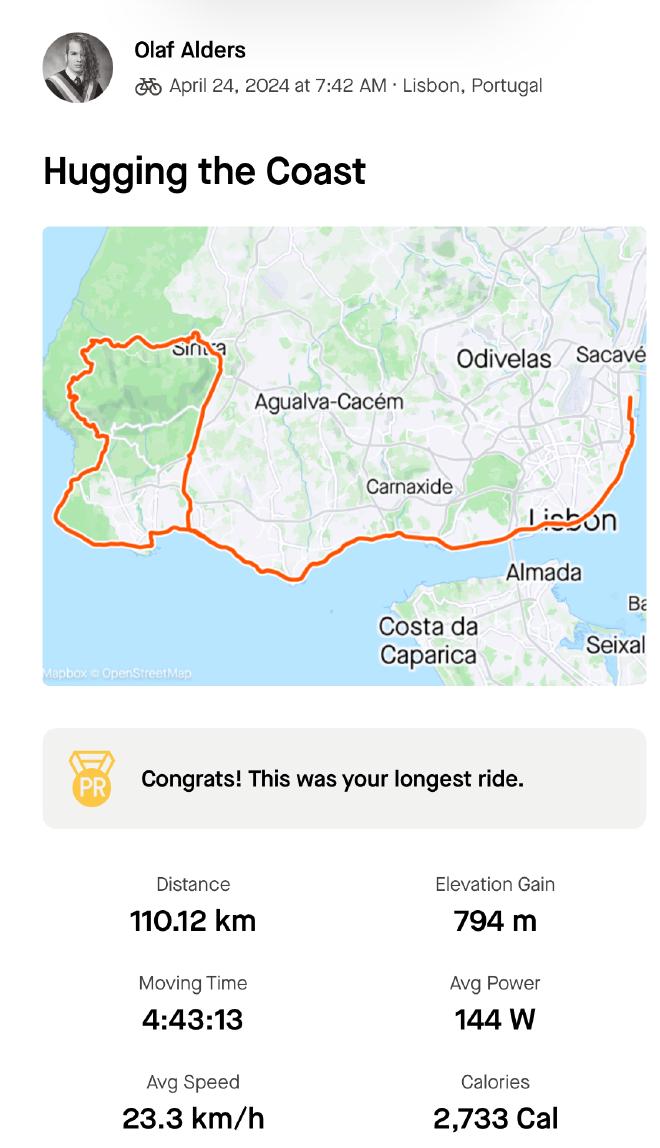 My ride on Strava